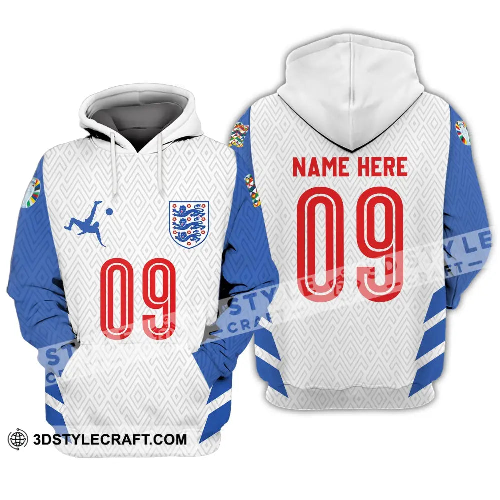 Unisex Shirt - Custom Name And Number Euro 2024 Logo England Team Hoodie / S T-Shirt