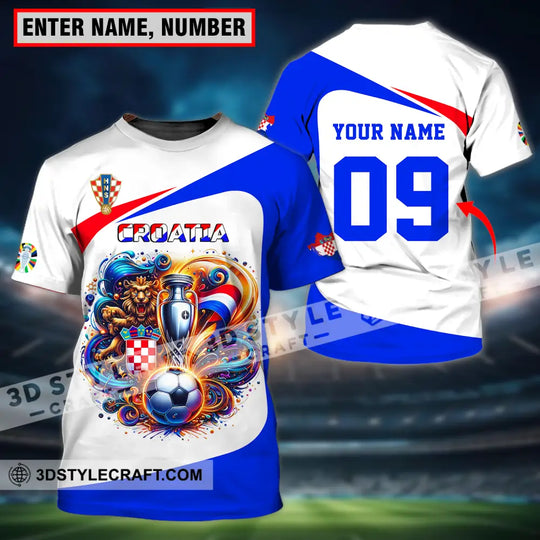 Unisex Shirt - Custom Name And Number Euro 2024 Shirt National Team, Croatia Team Ball And Cup style option 1