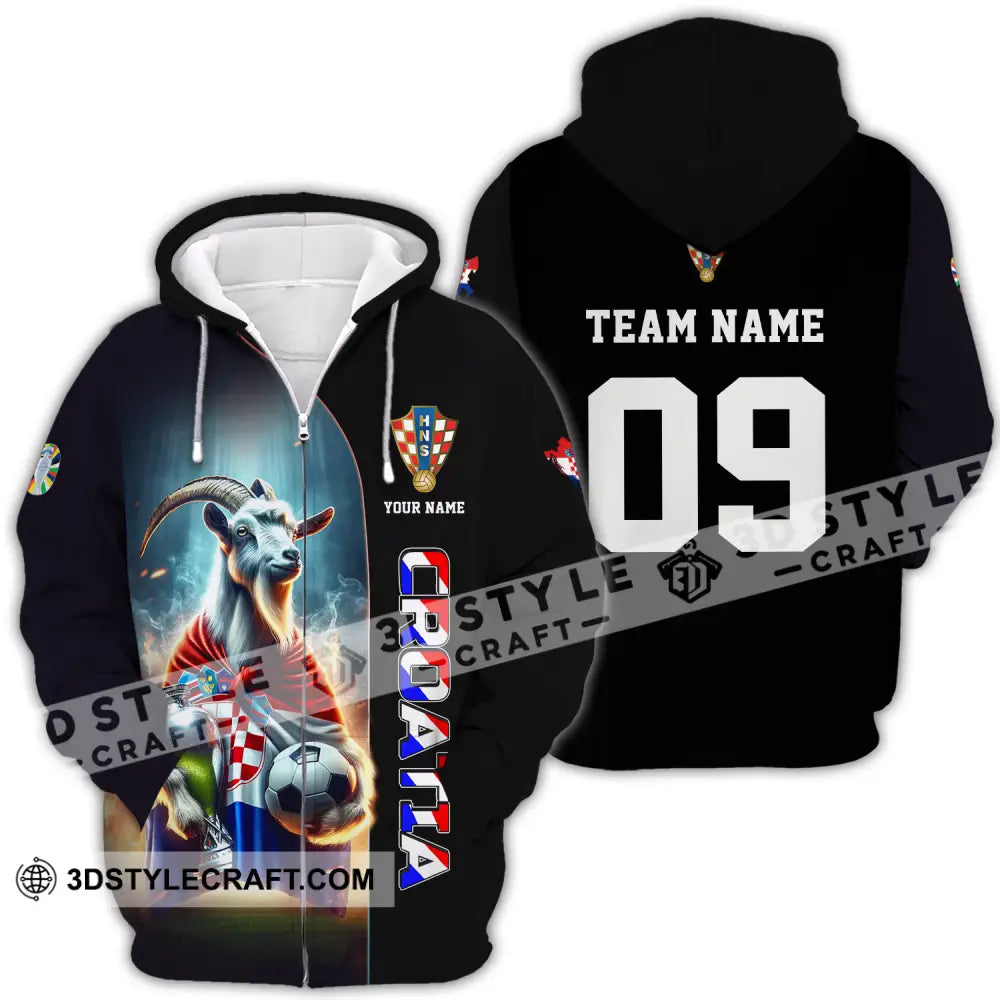 Unisex Shirt - Custom Name And Number Euro 2024 National Team Croatia Zipper Hoodie / S T-Shirt