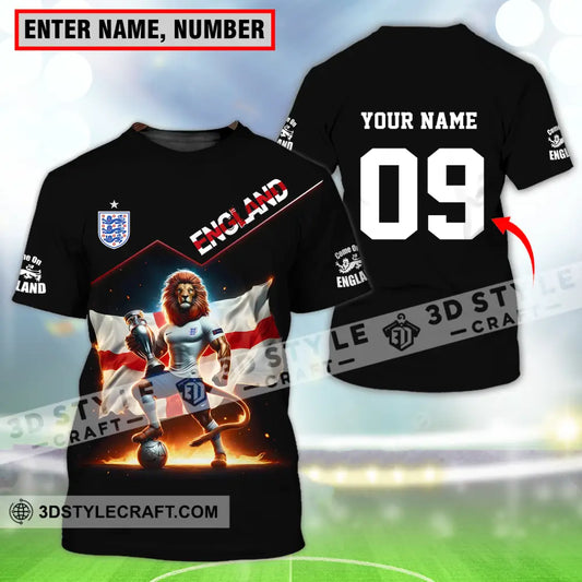 Unisex Shirt - Custom Name And Number Euro 2024 National Team England Lion Flag T-Shirt