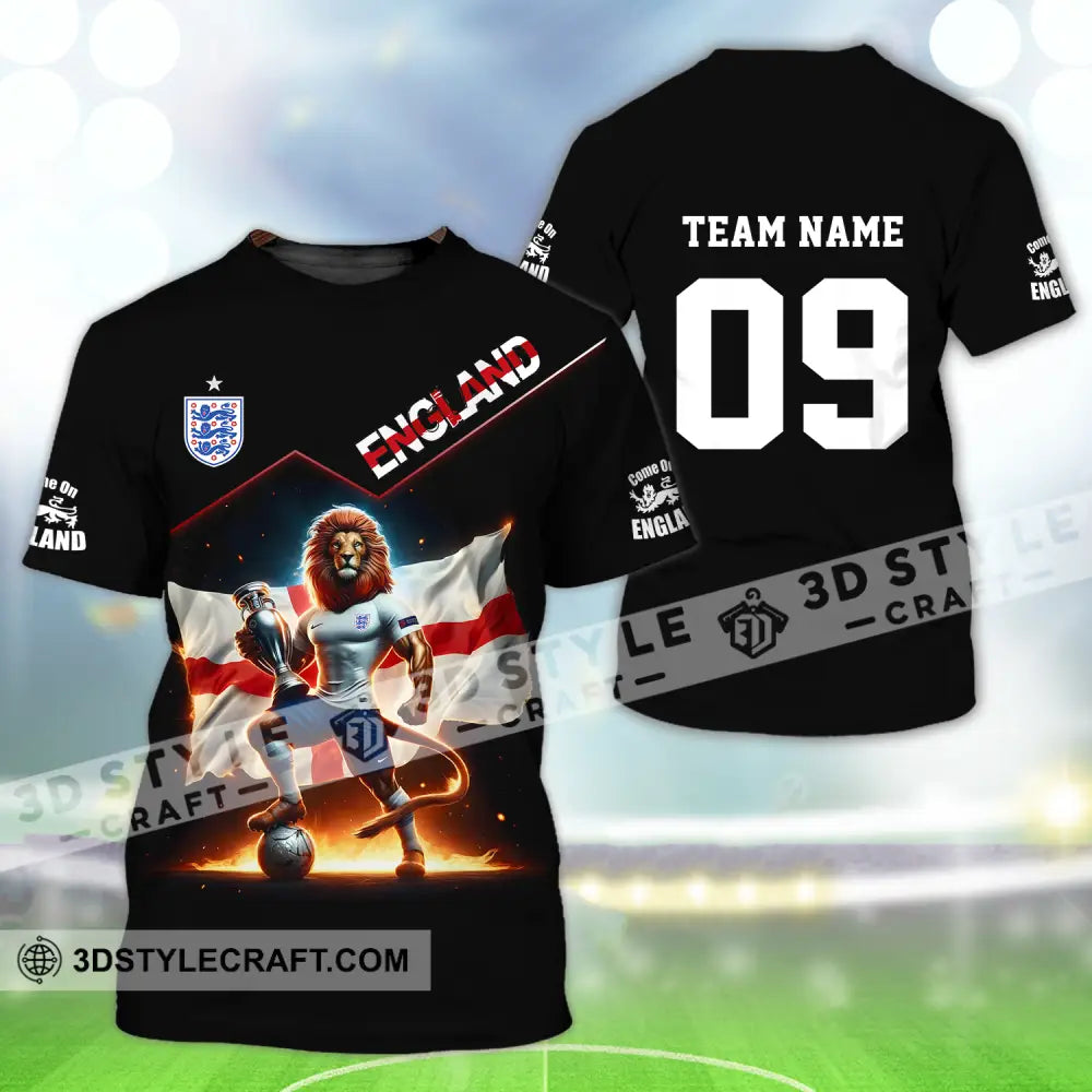 Unisex Shirt - Custom Name And Number Euro 2024 National Team England Lion Flag T-Shirt / S T-Shirt