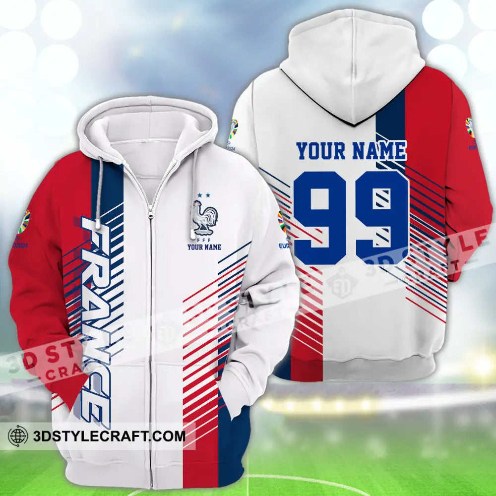 Unisex Shirt - Custom Name And Number Euro 2024 National Team France Zipper Hoodie / S T-Shirt