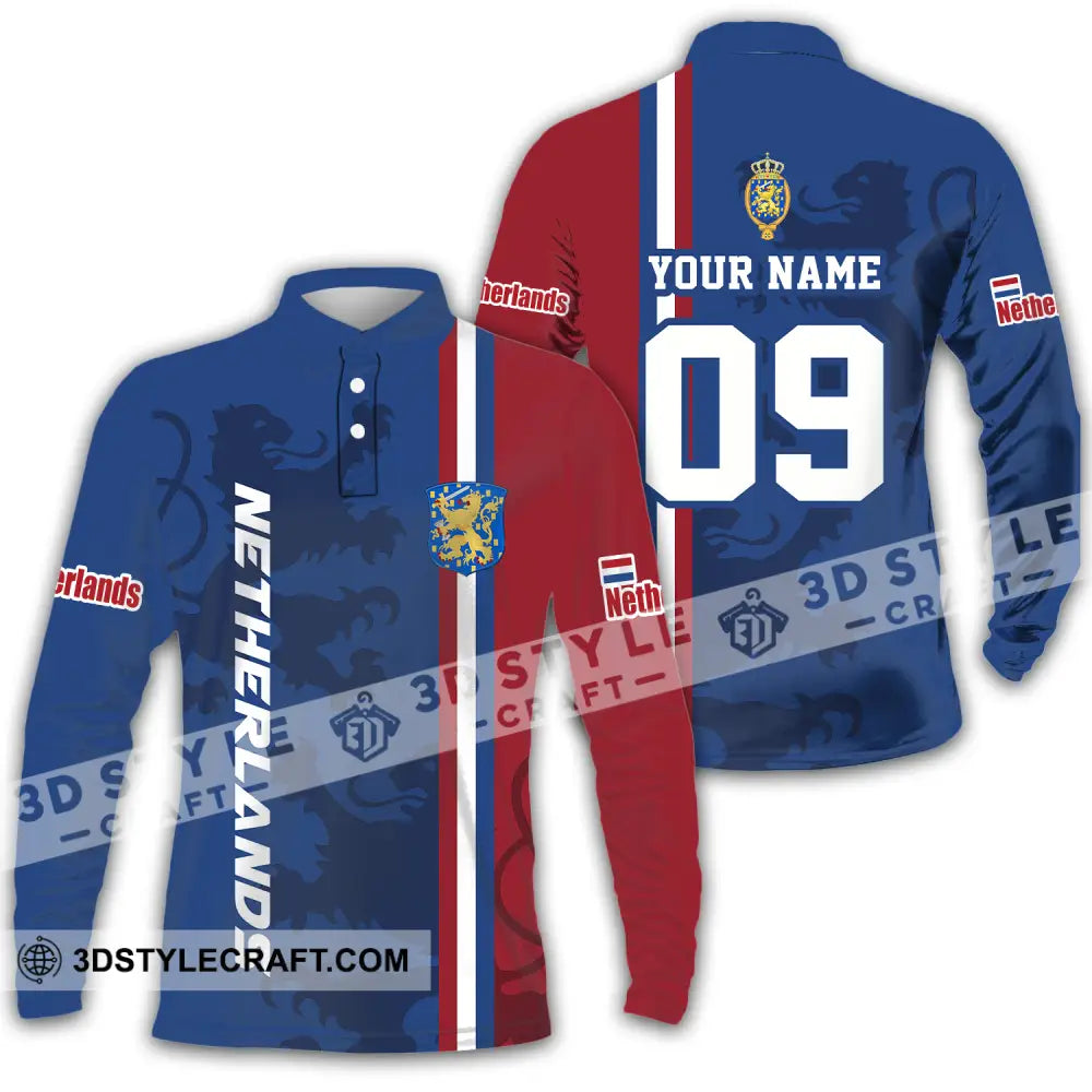 Unisex Shirt - Custom Name And Number Euro 2024 National Team Netherlands Flag Color Long Sleeve