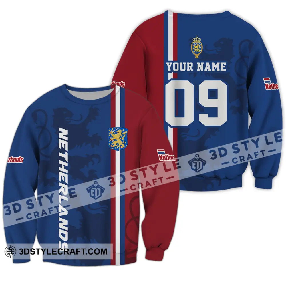 Unisex Shirt - Custom Name And Number Euro 2024 National Team Netherlands Flag Color Long Sleeve /