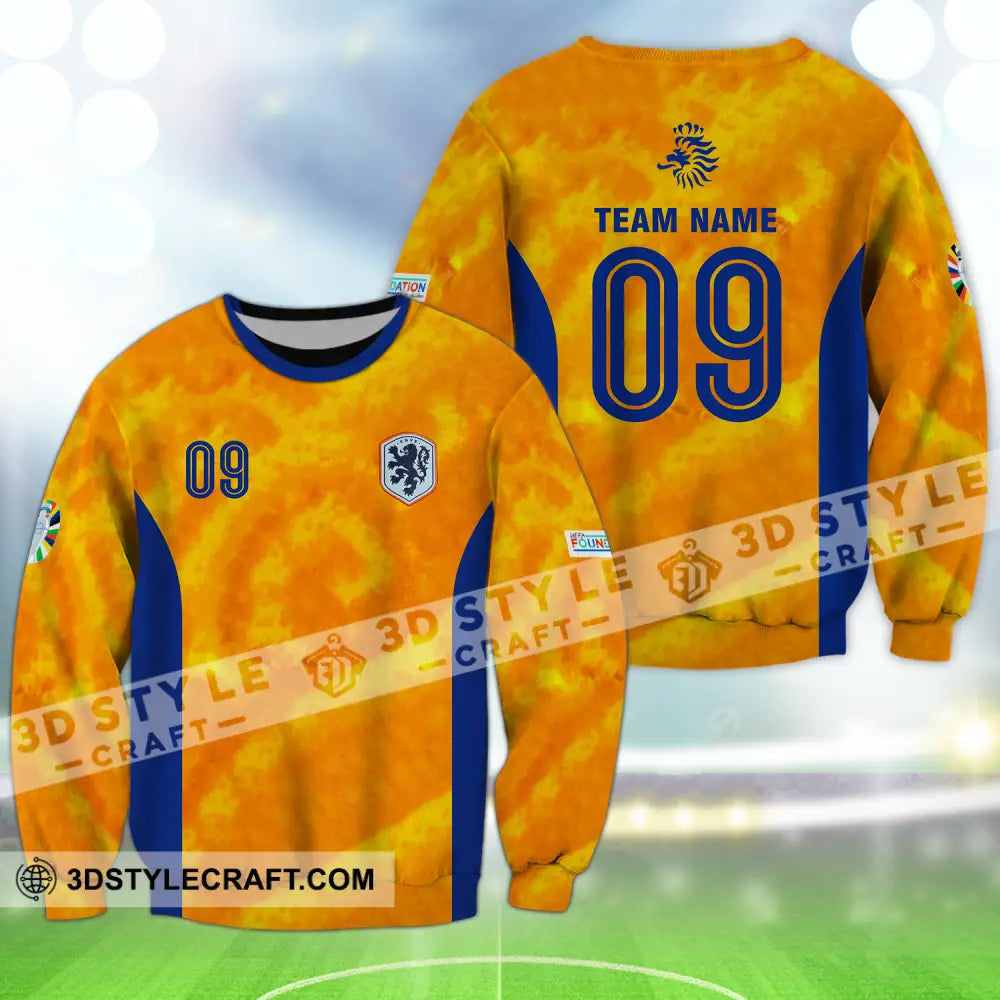 Unisex Shirt - Custom Name And Number Euro 2024 National Team Netherlands Knvb Long Sleeve / S