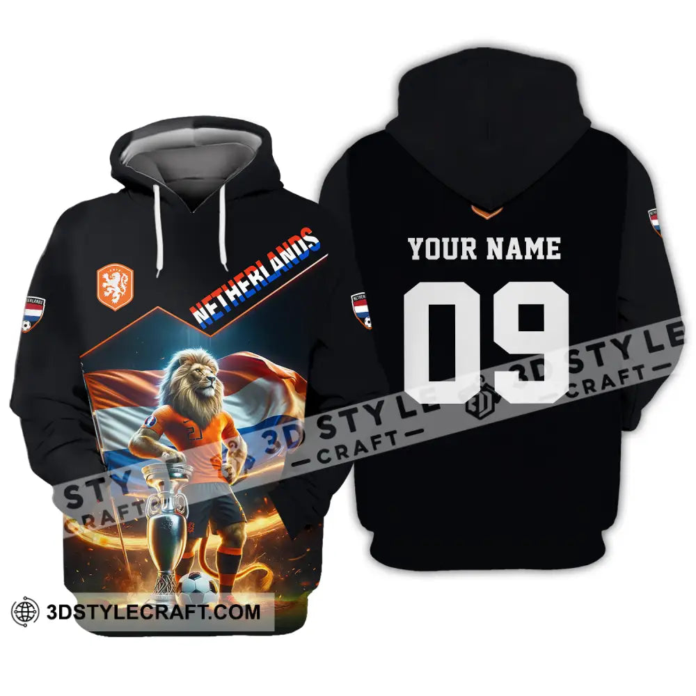 Unisex Shirt - Custom Name And Number Euro 2024 National Team Netherlands Lion Hoodie / S T-Shirt