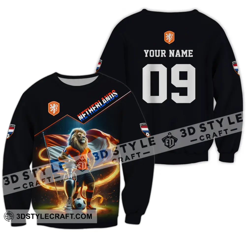 Unisex Shirt - Custom Name And Number Euro 2024 National Team Netherlands Lion Long Sleeve / S