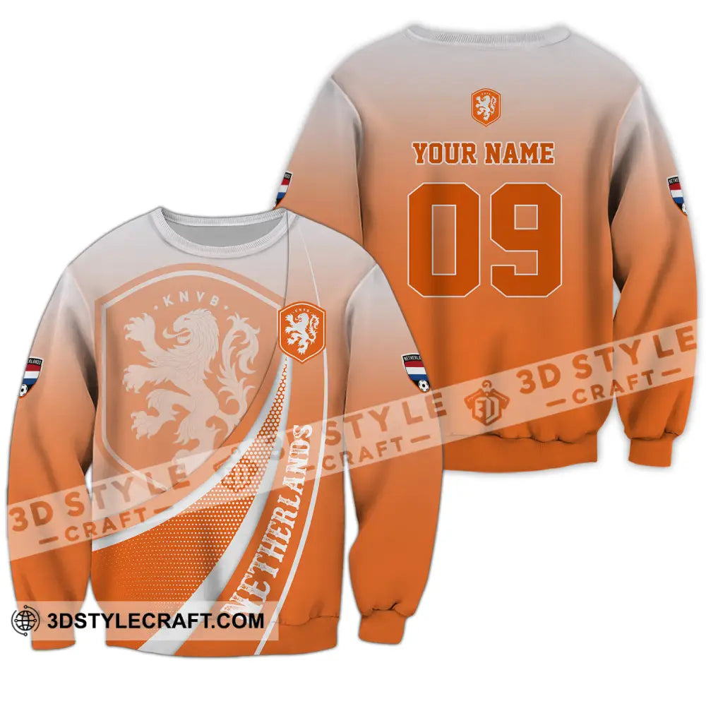 Unisex Shirt - Custom Name And Number Euro 2024 National Team Netherlands Orange Long Sleeve / S