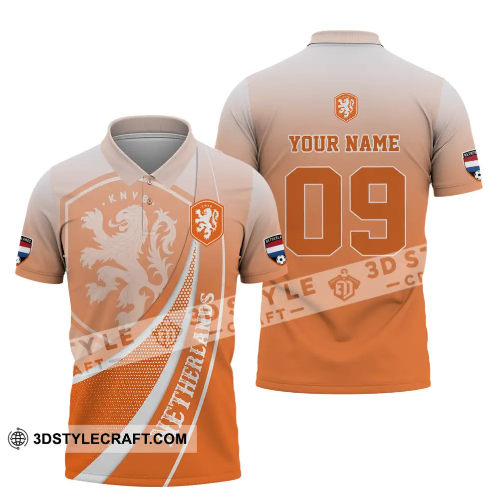 Unisex Shirt - Custom Name And Number Euro 2024 National Team Netherlands Orange Polo / S T-Shirt