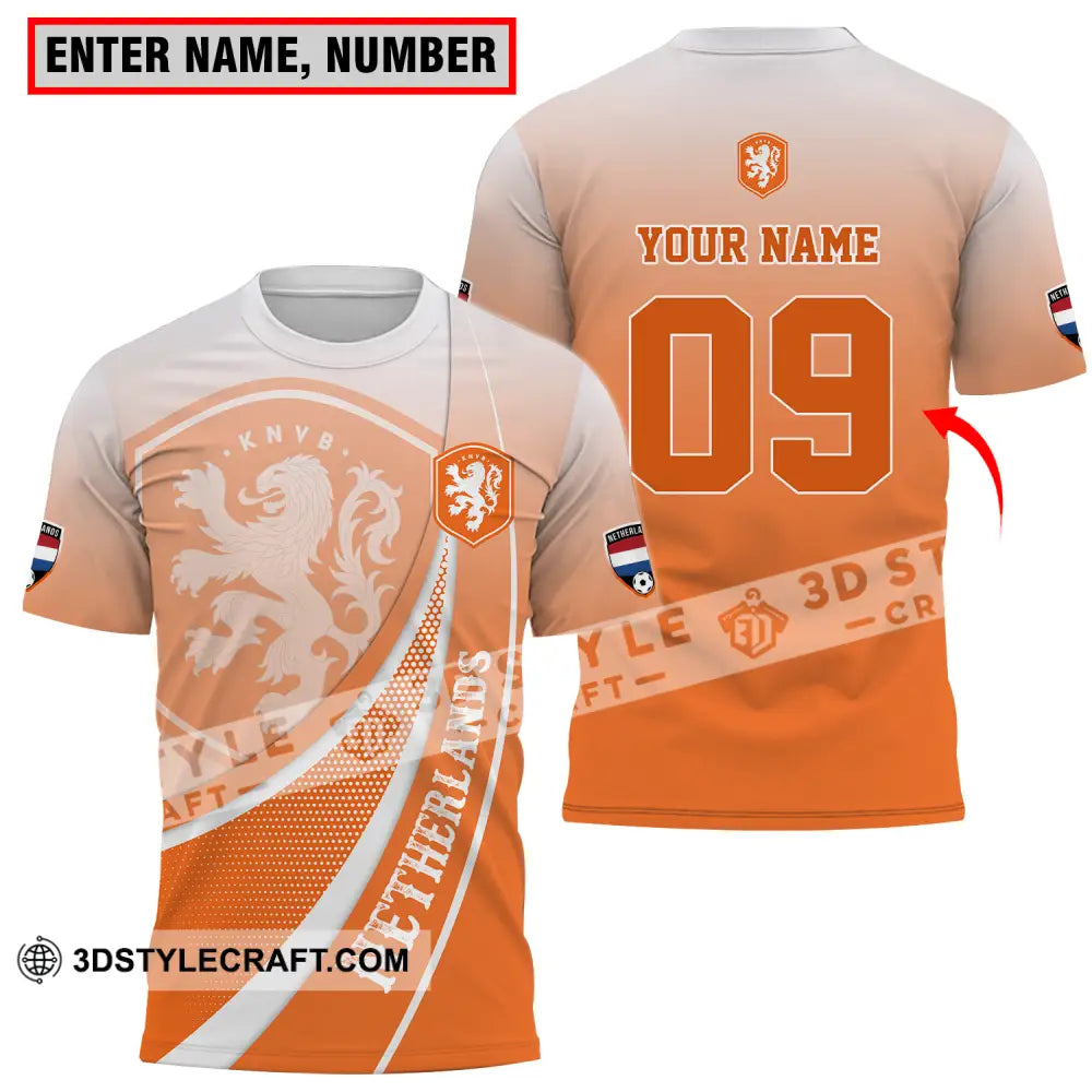 Unisex Shirt - Custom Name And Number Euro 2024 National Team Netherlands Orange T-Shirt