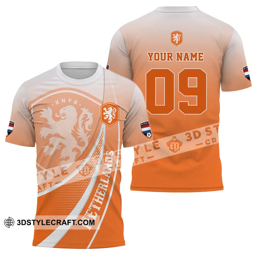 Unisex Shirt - Custom Name And Number Euro 2024 National Team Netherlands Orange T-Shirt / S T-Shirt