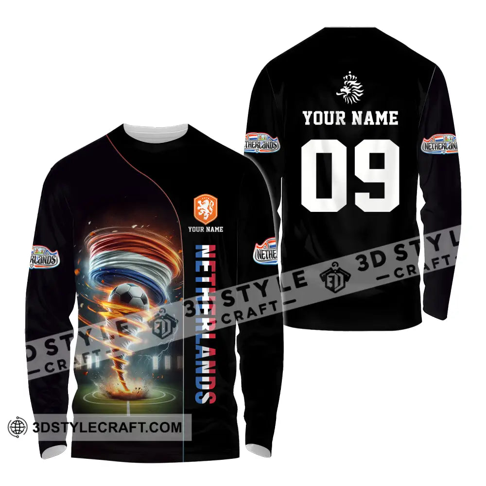 Unisex Shirt - Custom Name And Number Euro 2024 National Team Netherlands Tornado Long Sleeve / S