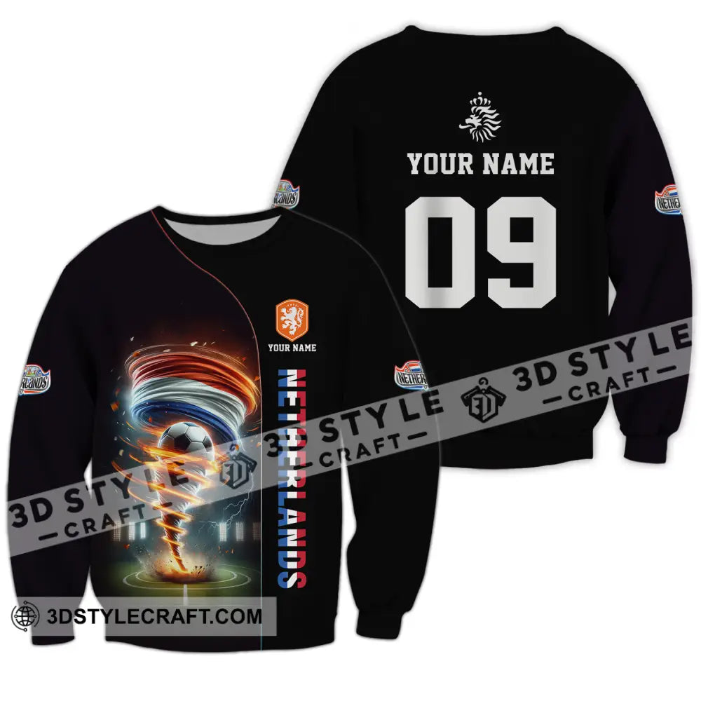 Unisex Shirt - Custom Name And Number Euro 2024 National Team Netherlands Tornado Long Sleeve / S