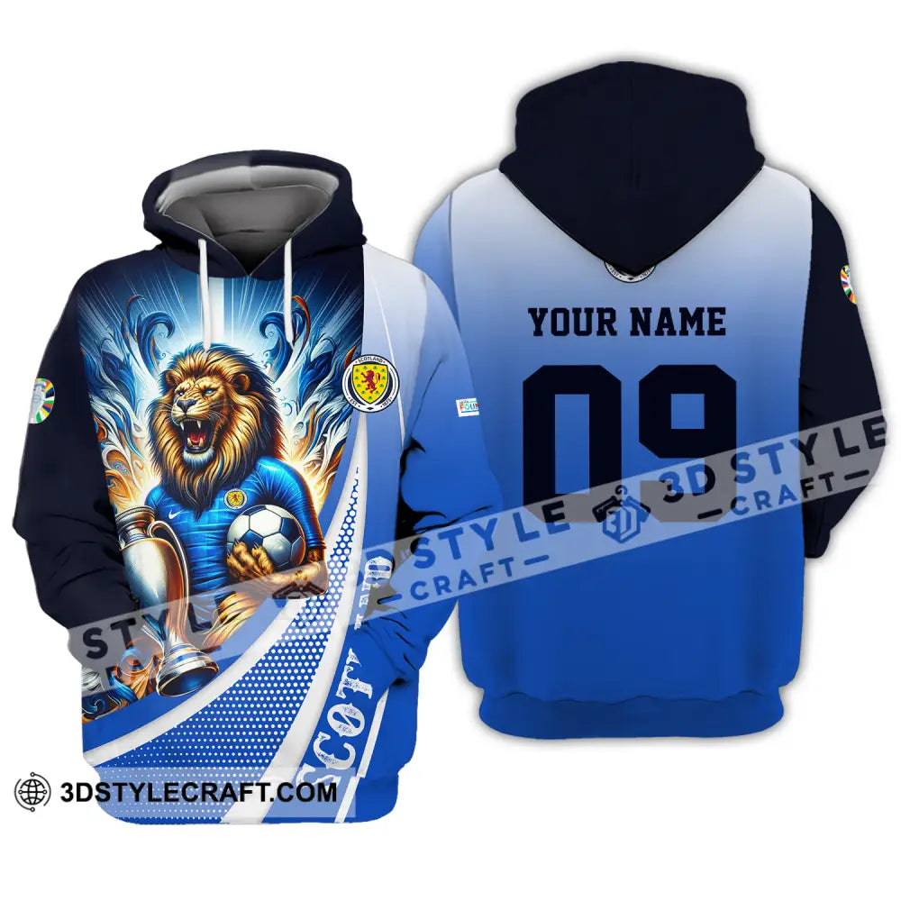 Unisex Shirt - Custom Name And Number Euro 2024 National Team Scotland Lion Holding Cup Hoodie / S