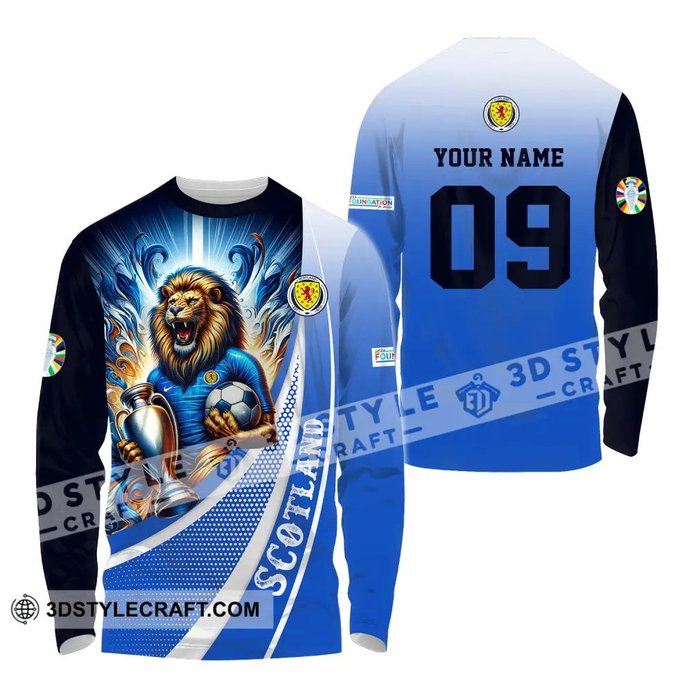 Unisex Shirt - Custom Name And Number Euro 2024 National Team Scotland Lion Holding Cup Long Sleeve