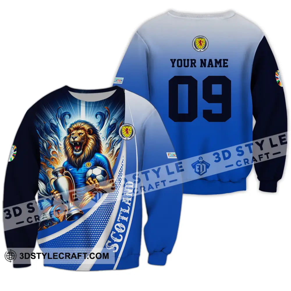 Unisex Shirt - Custom Name And Number Euro 2024 National Team Scotland Lion Holding Cup Long Sleeve