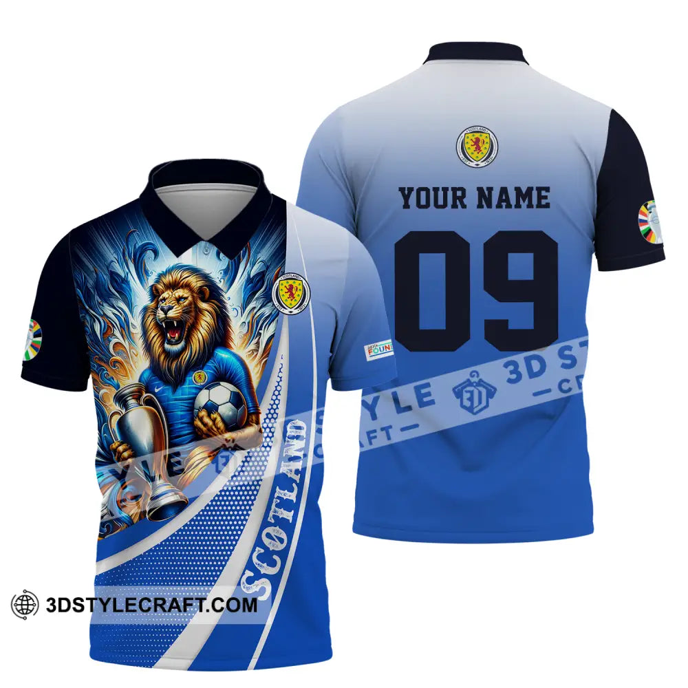 Unisex Shirt - Custom Name And Number Euro 2024 National Team Scotland Lion Holding Cup Polo / S