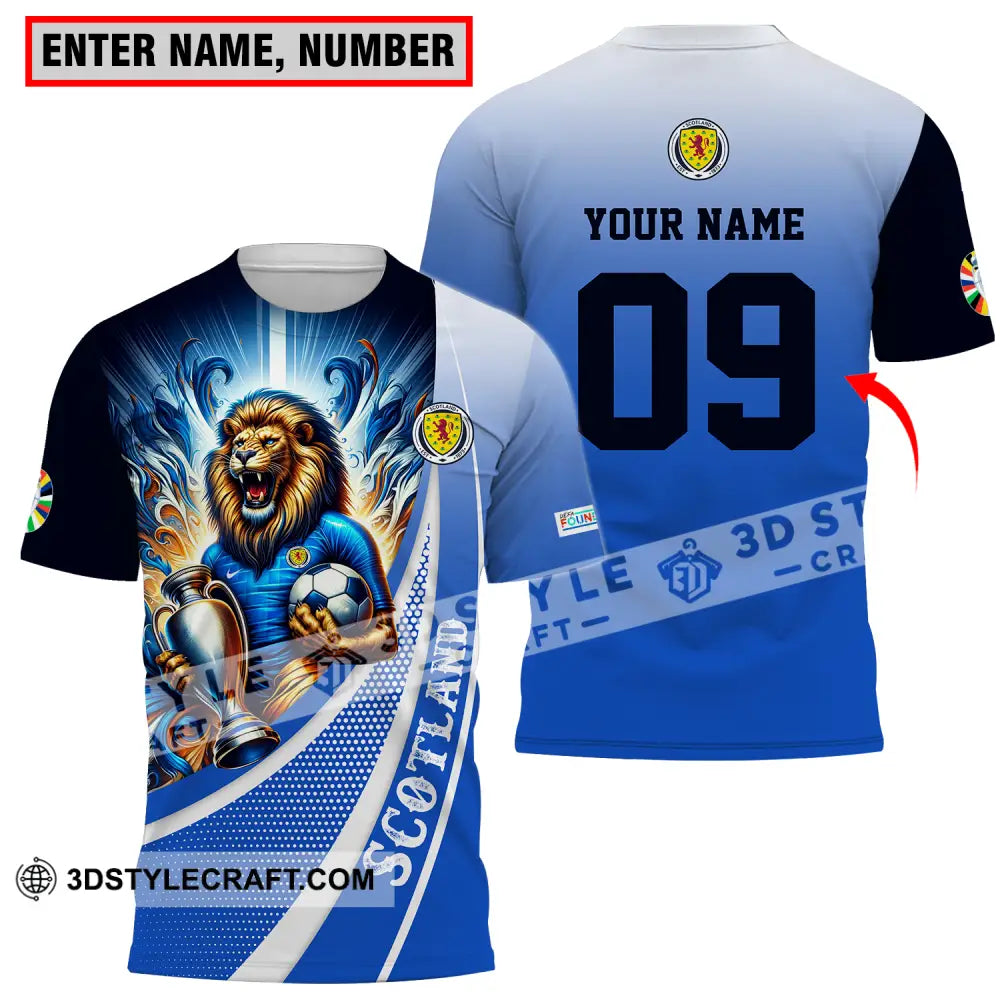 Unisex Shirt - Custom Name And Number Euro 2024 National Team Scotland Lion Holding Cup T-Shirt