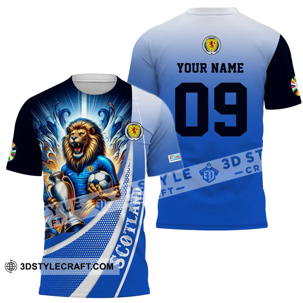 Unisex Shirt - Custom Name And Number Euro 2024 National Team Scotland Lion Holding Cup T-Shirt / S