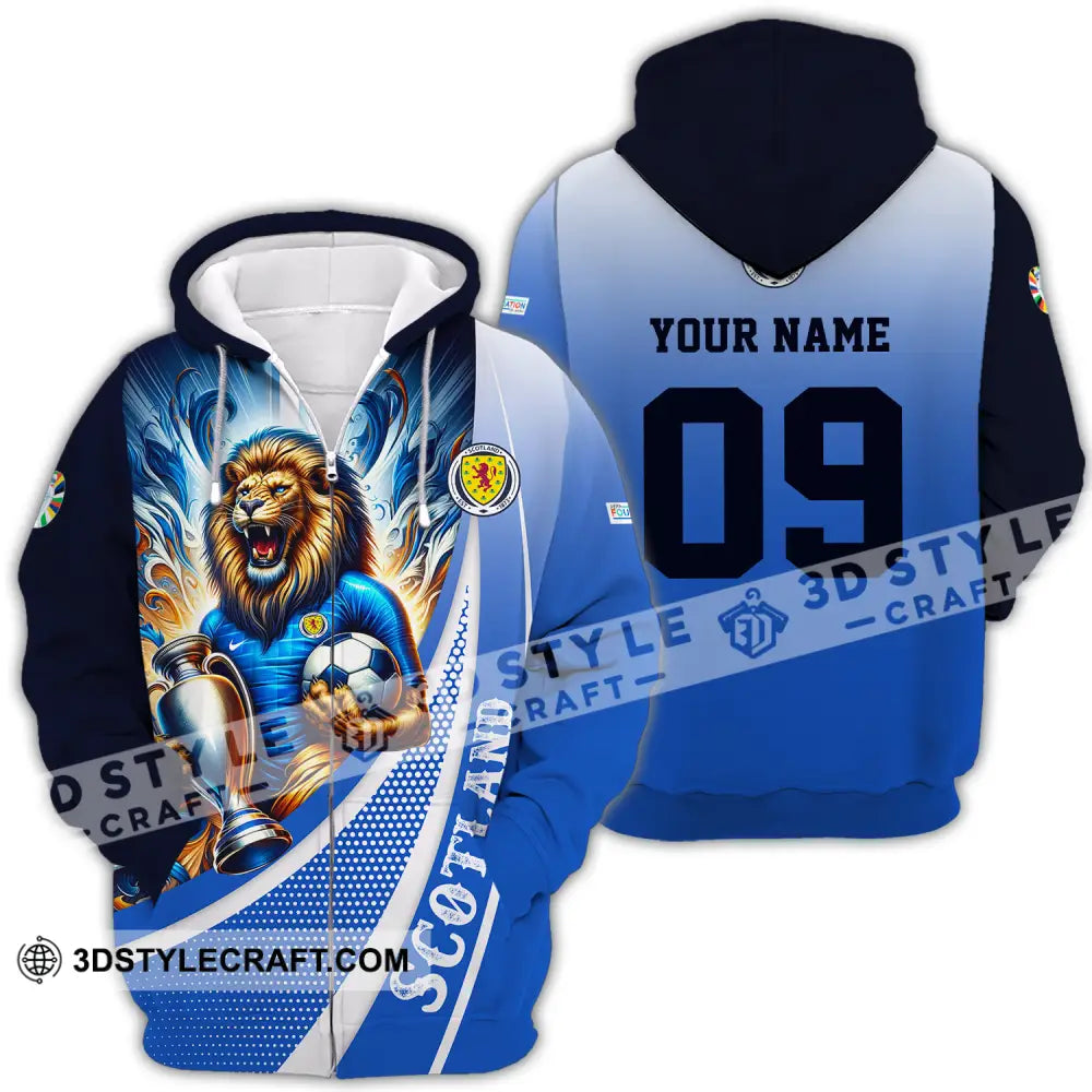 Unisex Shirt - Custom Name And Number Euro 2024 National Team Scotland Lion Holding Cup Zipper