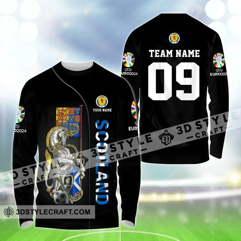 Unisex Shirt - Custom Name And Number Euro 2024 National Team Scotland Long Sleeve / S T-Shirt