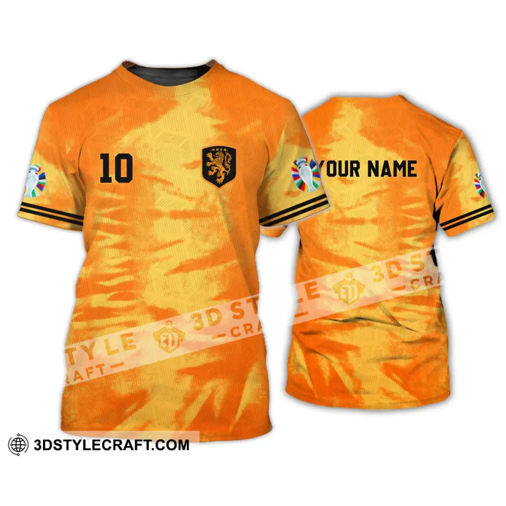 Unisex Shirt - Custom Name And Number Euro 2024 Orange Netherlands T-Shirt / S T-Shirt