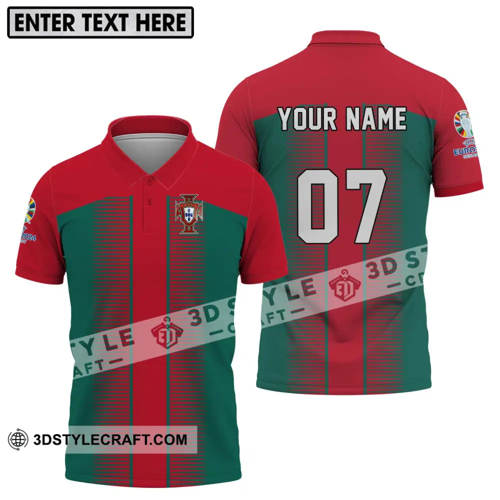 Unisex Shirt - Custom Name And Number Euro 2024 Portugal National Team Polo / S T-Shirt