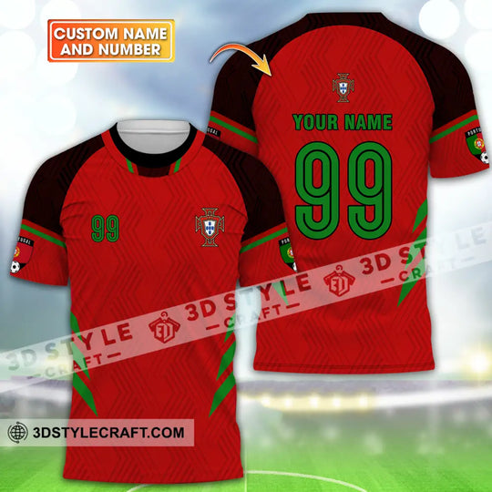 Unisex Shirt - Custom Name And Number Shirt, Euro 2024 Portugal National Team Red Shirt style option 1