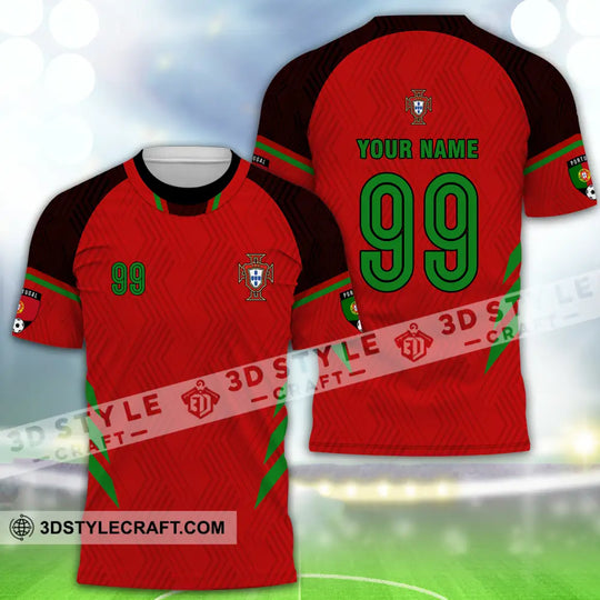 Unisex Shirt - Custom Name And Number Shirt, Euro 2024 Portugal National Team Red Shirt style option 2