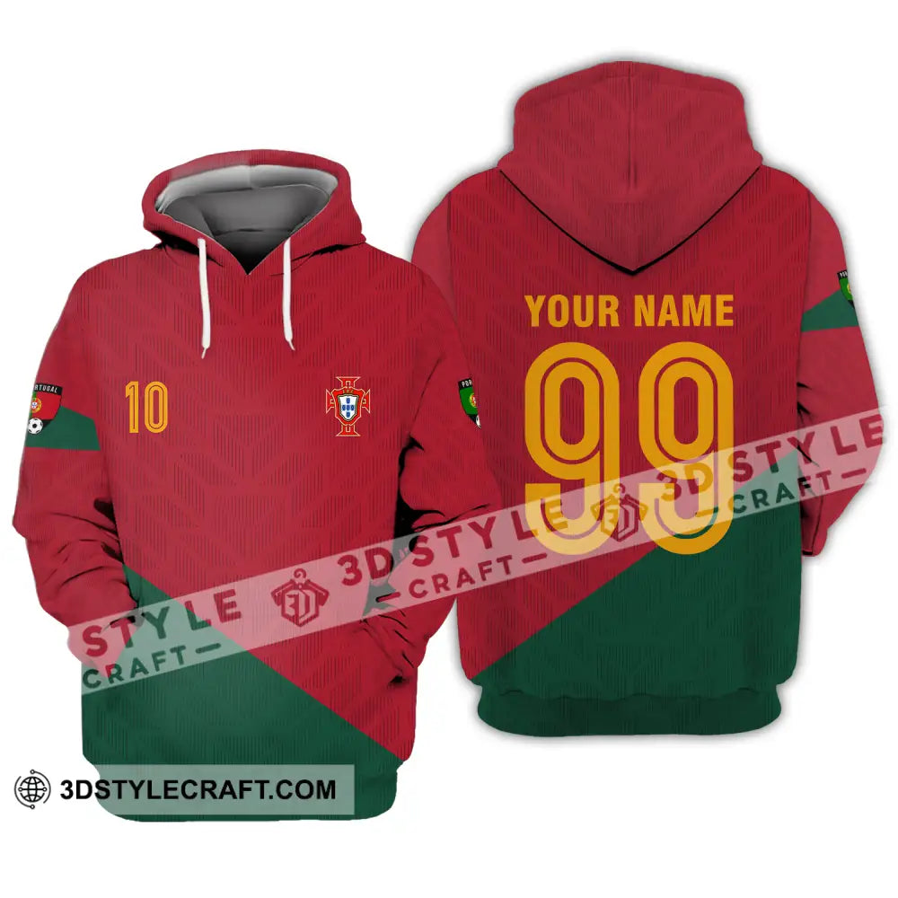 Unisex Shirt - Custom Name And Number Euro 2024 Red Green Portugal National Team Hoodie / S T-Shirt