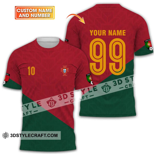 Unisex Shirt - Custom Name And Number Shirt, Euro 2024 Red And Green Shirt Portugal National Team style option 1