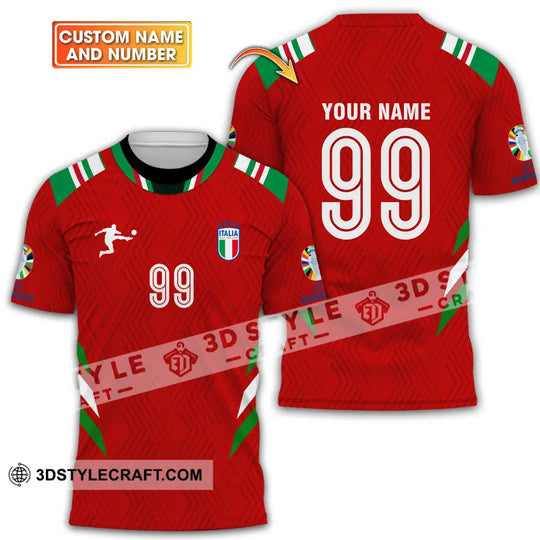 Unisex Shirt - Custom Name And Number Shirt, Euro 2024 Red Shirt Italy National Team style option 1