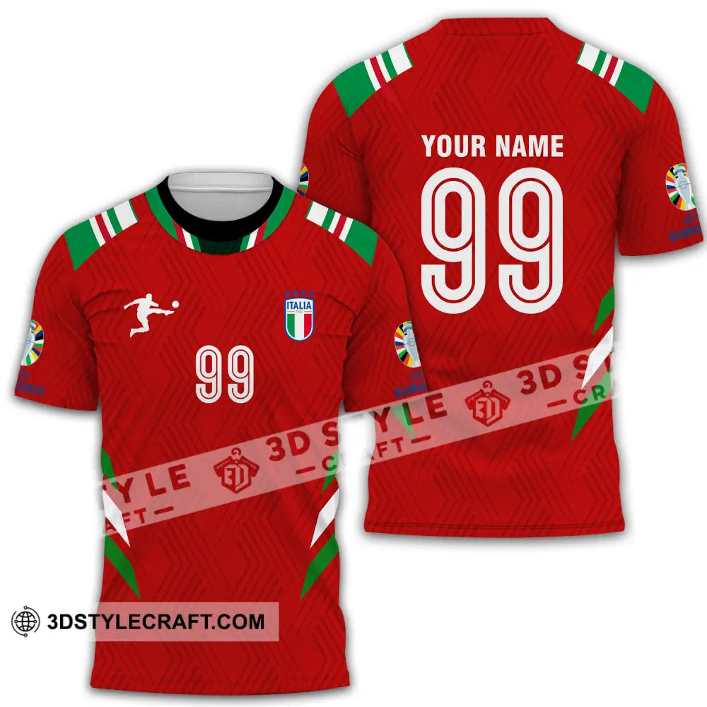 Unisex Shirt - Custom Name And Number Euro 2024 Red Italy National Team T-Shirt / S T-Shirt