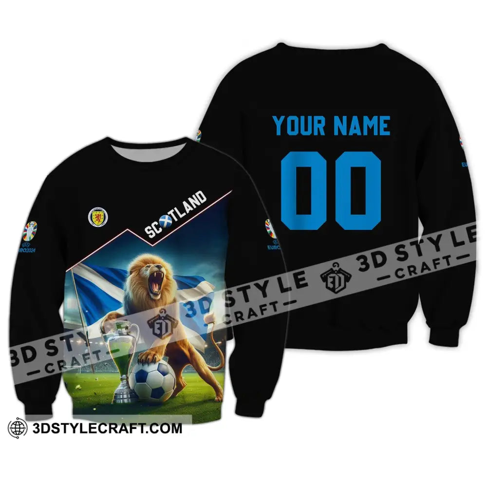 Unisex Shirt - Custom Name And Number Euro 2024 Scotland Team Lover Lion Long Sleeve / S T-Shirt