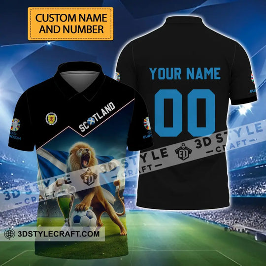 Unisex Shirt - Custom Name And Number, Euro 2024 Scotland Team Lover Lion Shirt style option 1