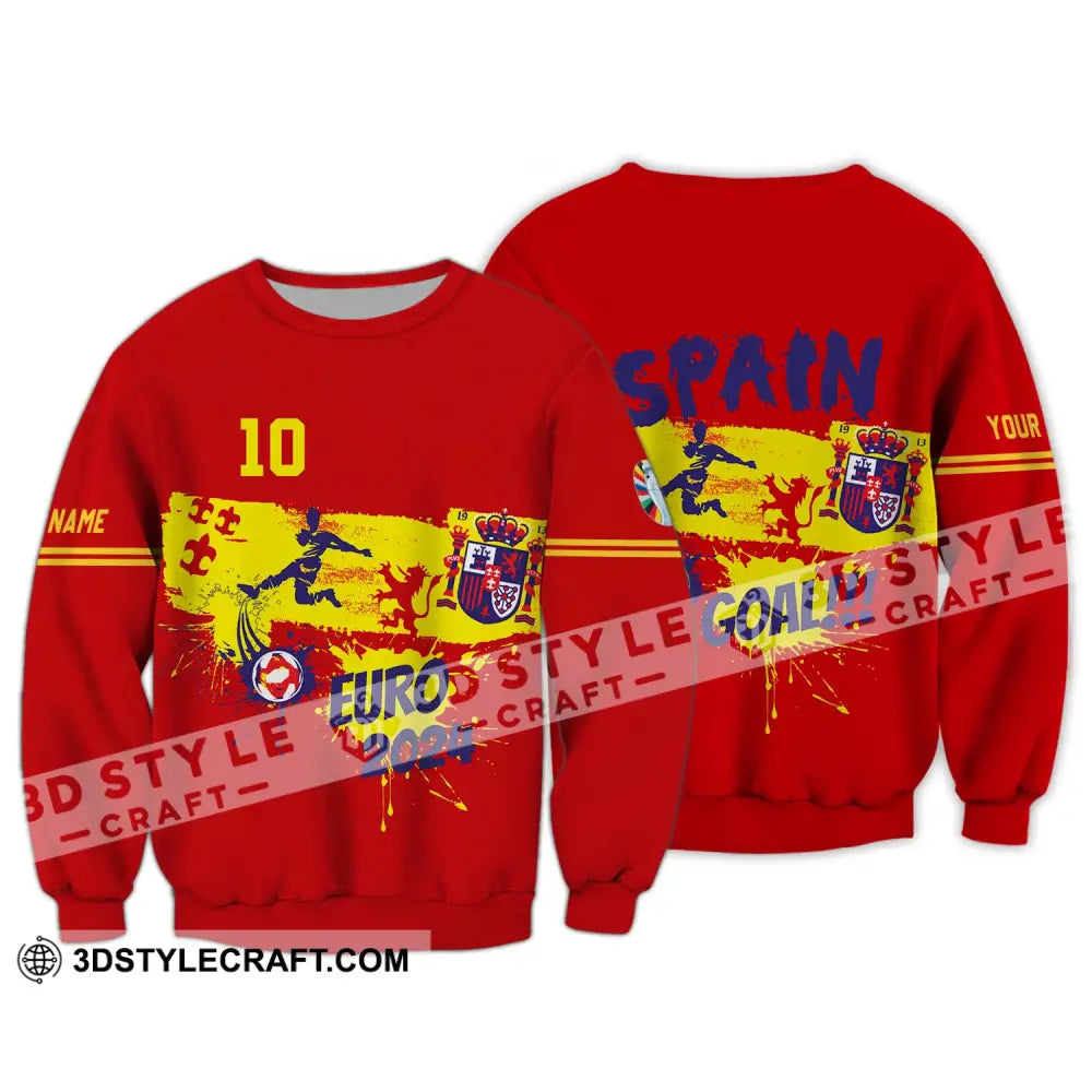 Unisex Shirt - Custom Name And Number Euro 2024 Spain Goal! Long Sleeve / S T-Shirt