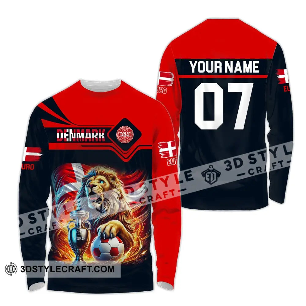 Unisex Shirt - Custom Name And Number Euro 2024 Sport Denmark Team Long Sleeve / S T-Shirt