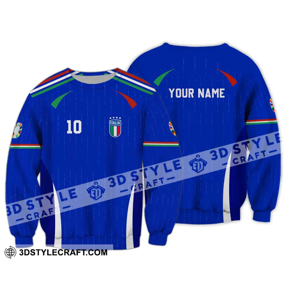 Unisex Shirt - Custom Name And Number Euro 2024 Team Italy Long Sleeve / S T-Shirt