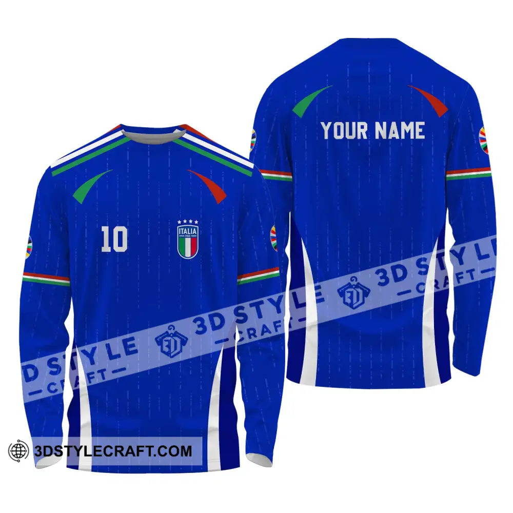 Unisex Shirt - Custom Name And Number Euro 2024 Team Italy Long Sleeve / S T-Shirt