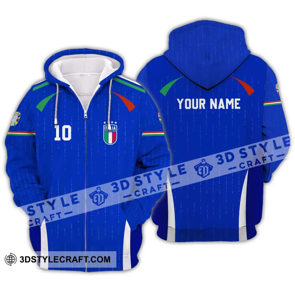 Unisex Shirt - Custom Name And Number Euro 2024 Team Italy Zipper Hoodie / S T-Shirt