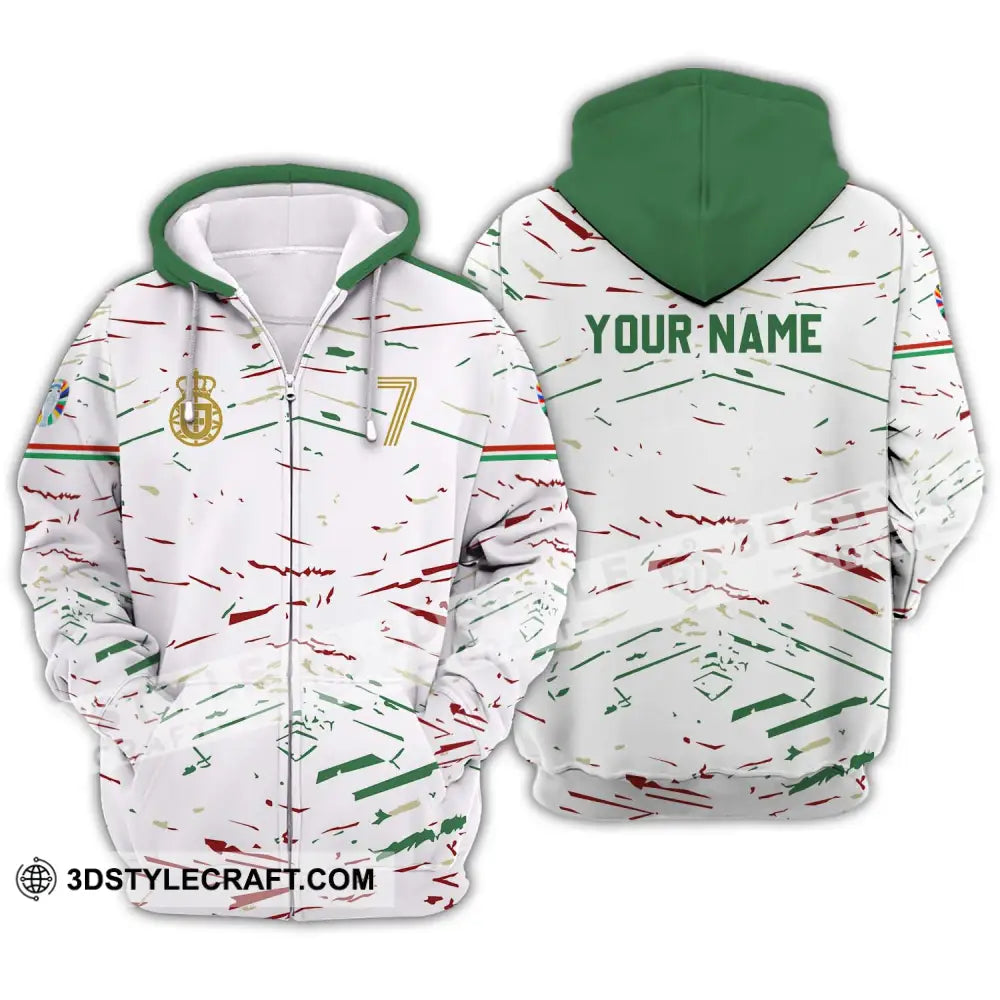 Unisex Shirt - Custom Name And Number Euro 2024 Team Line Color Zipper Hoodie / S T-Shirt