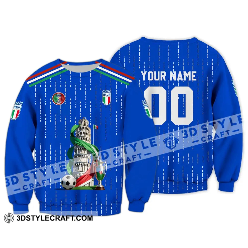 Unisex Shirt - Custom Name And Number Euro 2024 The Leaning Tower Of Pisa Italia National Team Long