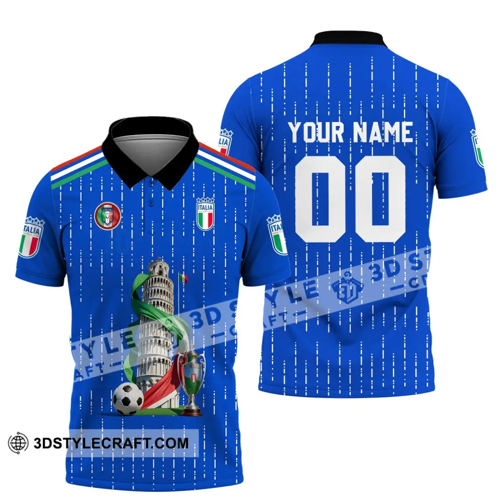 Unisex Shirt - Custom Name And Number Euro 2024 The Leaning Tower Of Pisa Italia National Team Polo