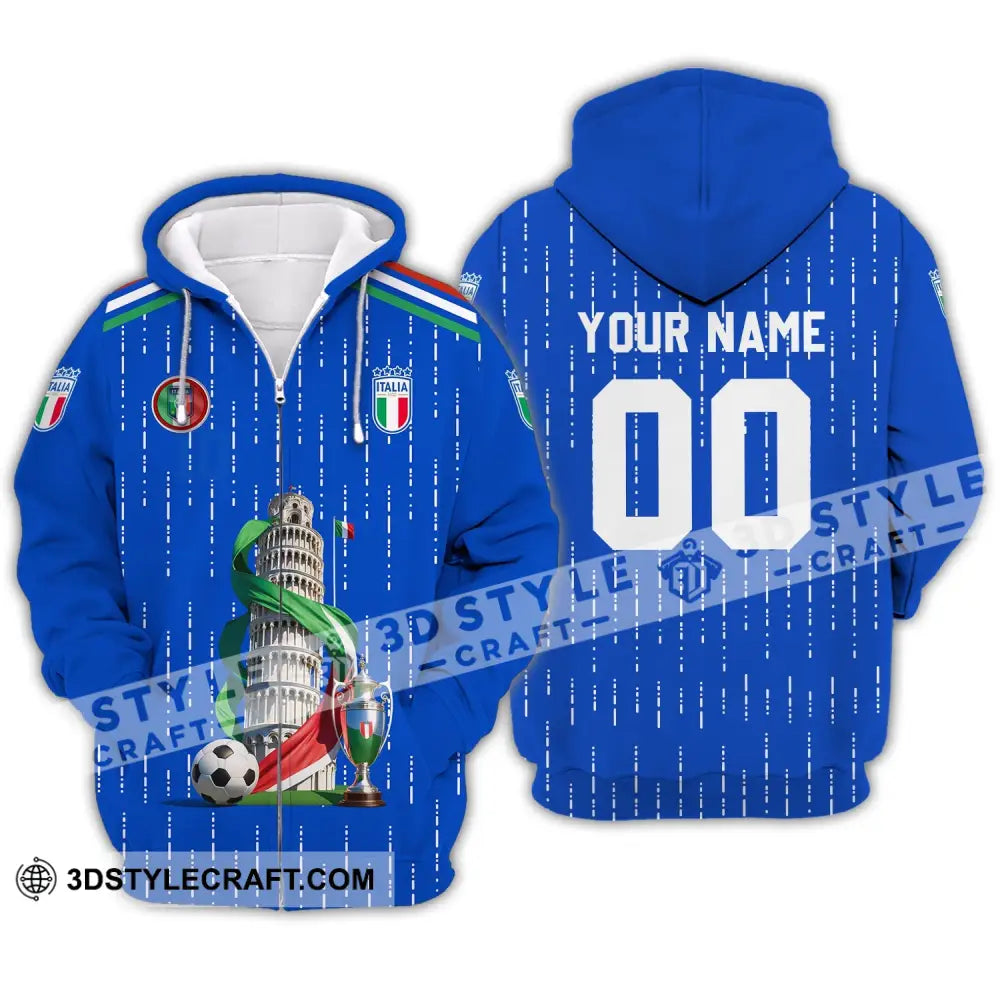 Unisex Shirt - Custom Name And Number Euro 2024 The Leaning Tower Of Pisa Italia National Team