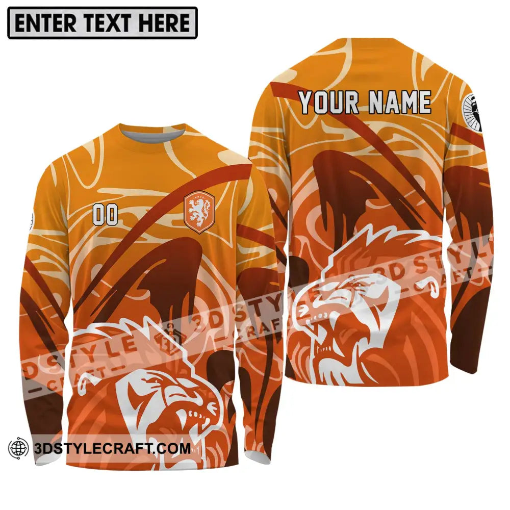 Unisex Shirt - Custom Name And Number Euro 2024 The Royal Dutch Netherlands Lion Long Sleeve / S