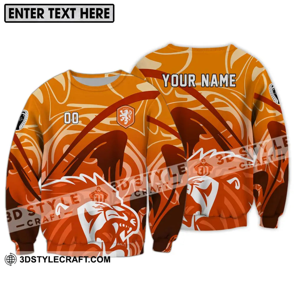 Unisex Shirt - Custom Name And Number Euro 2024 The Royal Dutch Netherlands Lion Long Sleeve / S