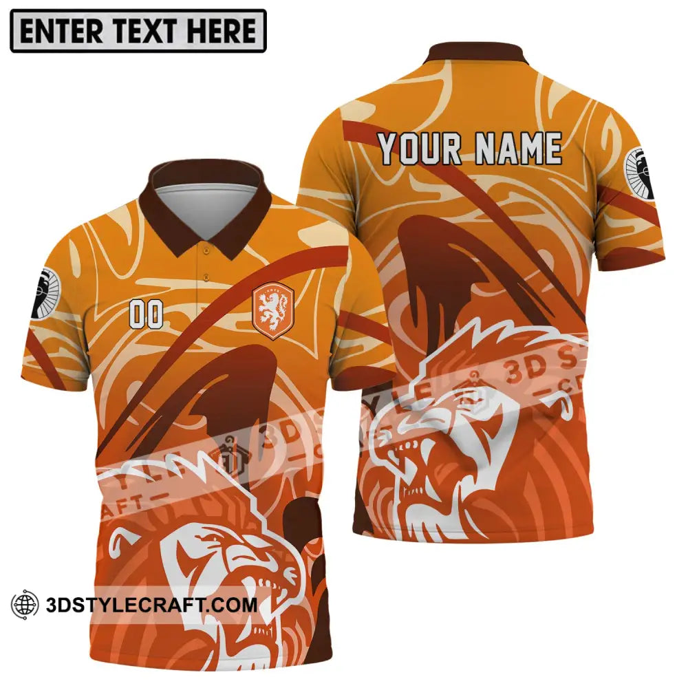 Unisex Shirt - Custom Name And Number Euro 2024 The Royal Dutch Netherlands Lion Polo / S T-Shirt