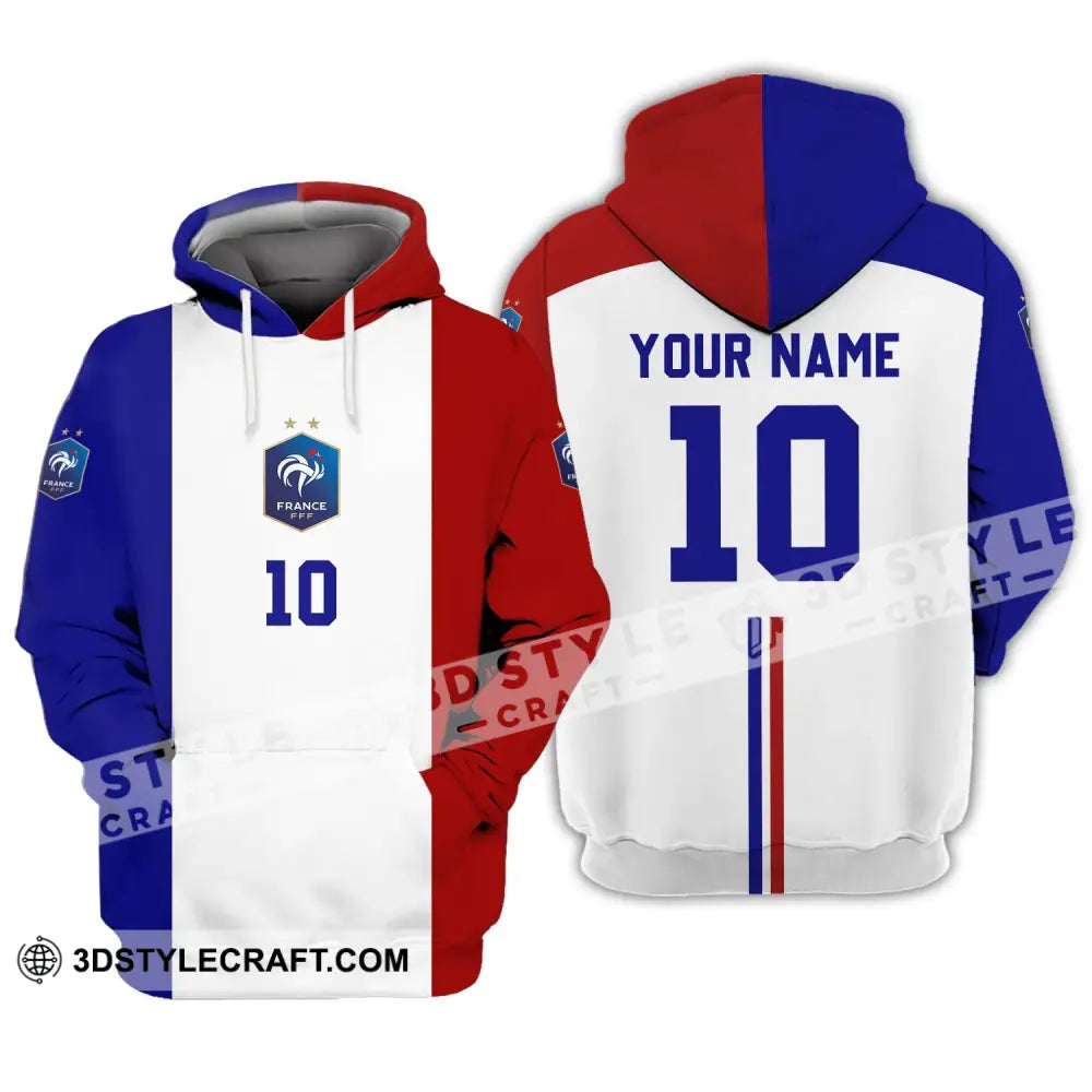 Unisex Shirt - Custom Name And Number Euro 2024 Three Color Of Flag France National Team Hoodie / S