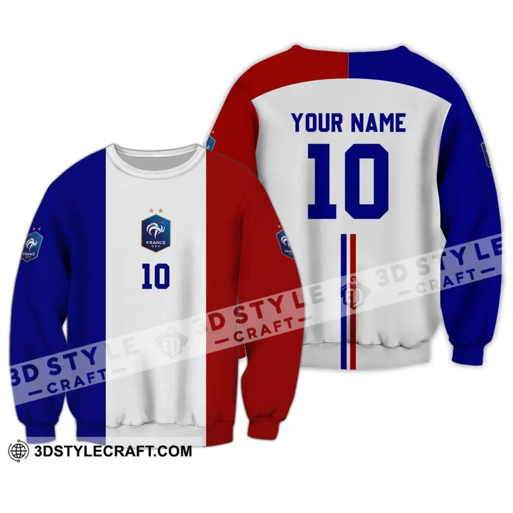 Unisex Shirt - Custom Name And Number Euro 2024 Three Color Of Flag France National Team Long