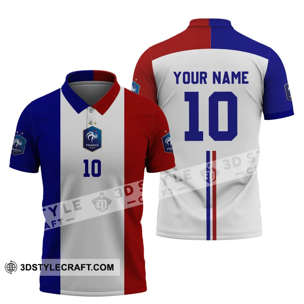 Unisex Shirt - Custom Name And Number Euro 2024 Three Color Of Flag France National Team Polo / S